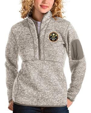 Antigua Denver nuggets Fortune Quarter-zip Pullover Jacket - Gray