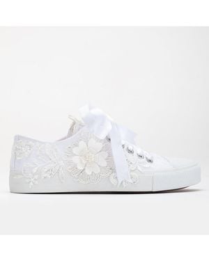 Forever & Always Shoes Peyton Floral Lace Bridal Sneakers - White
