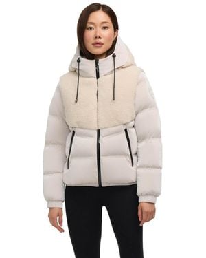 Pajar Nephele Mixed Media Short Puffer With Fixed Hood - Natural