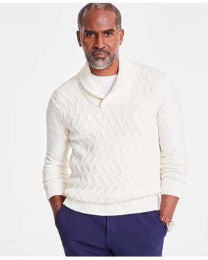 Club Room Chunky Shawl Collar Sweater - White