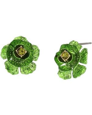 Betsey Johnson Faux Stone Flower Stud Earrings - Green