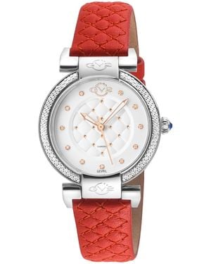 Gevril Berletta Swiss Quartz Leather Strap Diamond Watch - Gray
