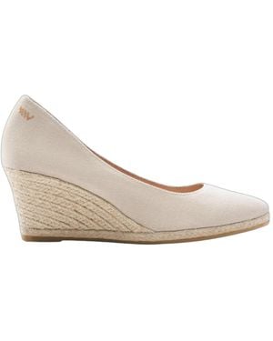 VISCATA Roses Canvas U Cut Espadrille Wedges - White