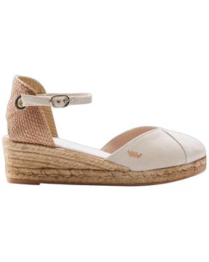 VISCATA Pubol Canvas Espadrille Wedges - White