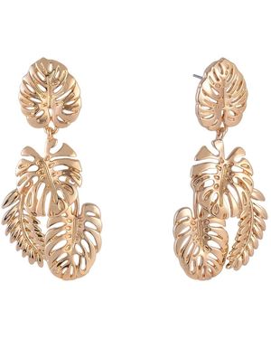 Rachel Roy Tone Leaf Drop Earrings - Metallic