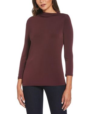 ELLA rafaella Petite Draped Knit 3/4 Sleeve Top - Purple