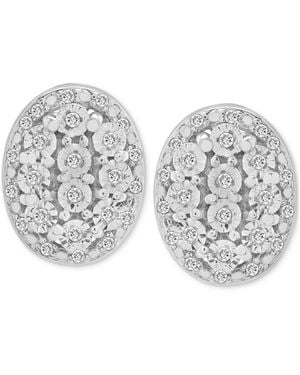 Macy's Diamond Oval Halo Cluster Earrings (1/10 Ct. T.w. - White