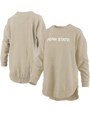 Pressbox Penn State Nity Lions Poncho Fleece Pullover Sweatshirt - Natural