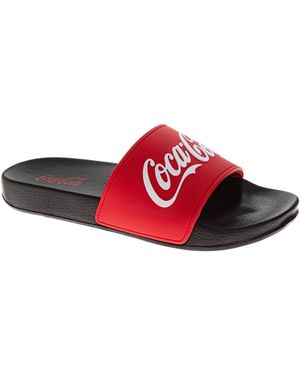 Coca Cola Classic Logo Casual Sandals Cozy Soft-lined Indoor Footwear - Red