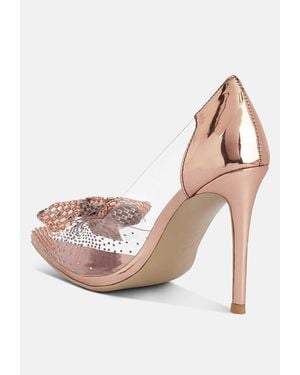 LONDON RAG Erika Rhinestones Embellished Clear Pump Shoes - White