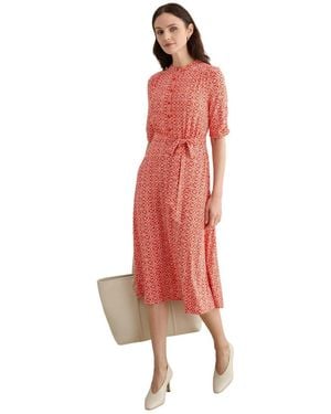 Hobbs Cathy 3/4 Sleeve Jersey Midi Dress - Red