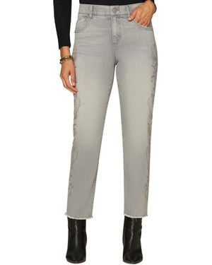 Democracy Petite Slim Straight-leg Jeans - Gray