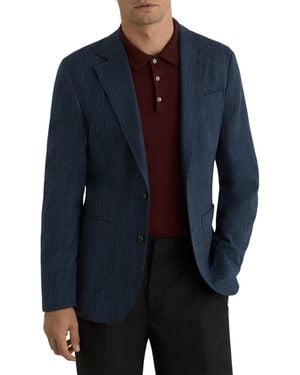 Reiss Manci Herringbone Single-breasted Tailored-fit Blazer - Blue