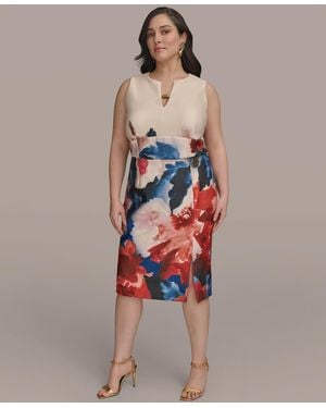 Donna Karan Plus Size Printed Sheath Dress - Multicolor