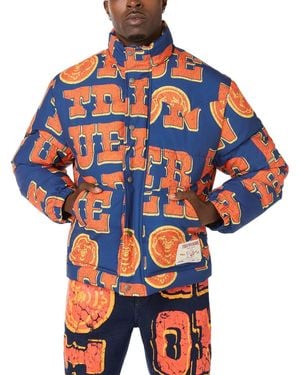 TRUE RELIGION Regular-fit Allover Logo Print Puffer Jacket - Blue