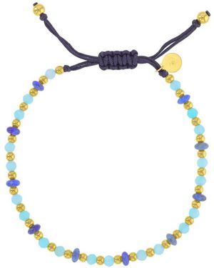 Roxy Adjustable Gold-tone Lapis And Amazonite Beaded Bracelet - Metallic