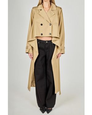 Endless Rose High Low Hem Trench Coat - Natural