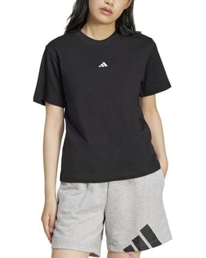 adidas Short-sleeve Cotton Crewneck Logo T-shirt - Black