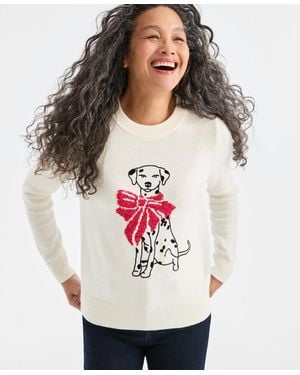 Style & Co. Crewneck Holiday Whimsy Sweater - Gray