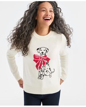 Style & Co. Crewneck Holiday Whimsy Sweater - Gray