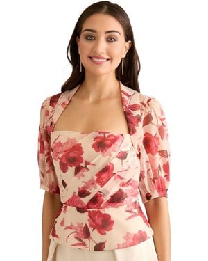 Muse Pleated Square Neck Corset Top - Red