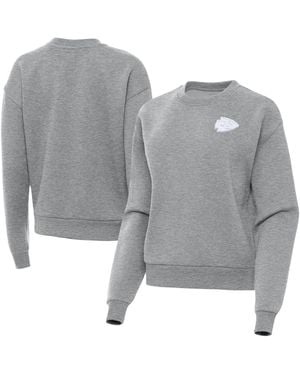 Antigua Kansas City Chiefs Crewneck Pullover Sweatshirt - Gray