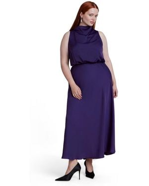 Eloquii Plus Size Draped Satin Maxi Dress - Purple