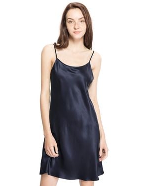 LILYSILK 22 Momme Feminine Silk Chemise Nightgown - Blue