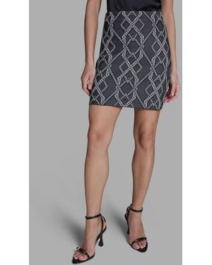 BCBGMAXAZRIA Printed Knit Pull-on Mini Skirt - Gray