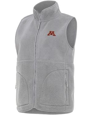 Antigua Minnesota Golden Gophers Nostalgic Full-zip Vest - Gray