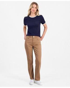 Nautica Bay Sateen Straight Mid-rise Pants - Blue