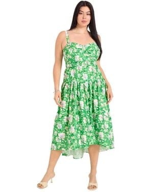 June + Vie June + Vie Plus Size High-low Midi Dress - Green