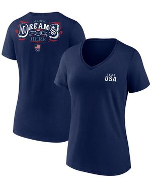 Fanatics Team Usa Parisâ 2024 Summer Olympics Dreams Are Made Here V-neck T-shirt - Blue