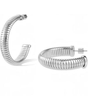 Retro Chic Tone Minimalist Hoop Earrings - White