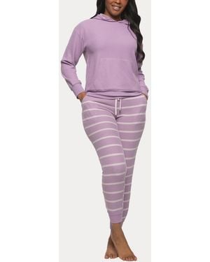 Felina Jolie Pullover Hoodie And jogger Lounge Set - Purple