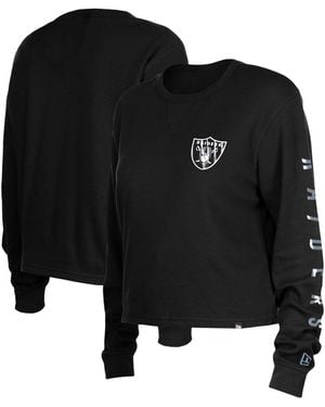 KTZ Las Vegas Raiders Thermal Crop Long Sleeve T-shirt - Black