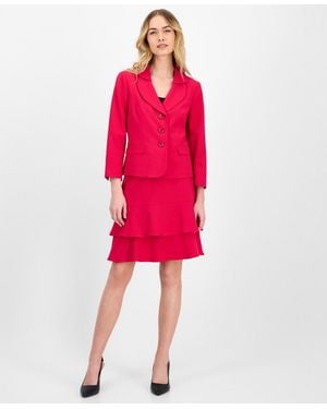Le Suit Tulip Collar Jacket & Tiered Skirt Suit Set
