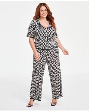 Nina Parker Button Down Sweater Sweater Pants - Gray