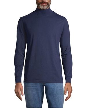 Lands' End Big & Tall Super-t Mock Turtleneck - Blue