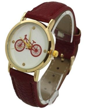 Olivia Pratt Bicycle Face Leather Strap Watch - Metallic