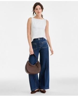 On 34th Patch-pocket High Rise Wide-leg Jeans - Blue