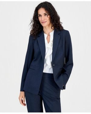 Kasper Notch-collar Waist-seam Jacket - Blue