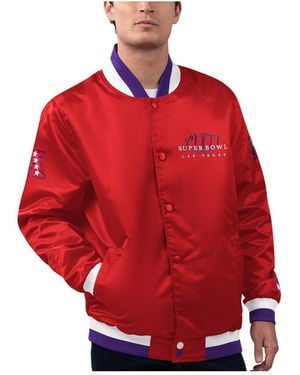 Starter X Msx By Michael Strahan Super Bowl Lviii The Fountain Full-snap Satin Jacket - Red