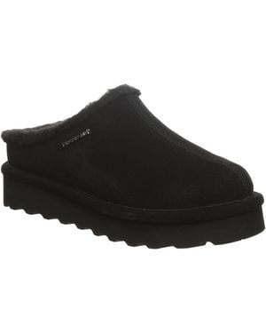 BEARPAW Izzy Platform Suede Slip-on Clogs - Black