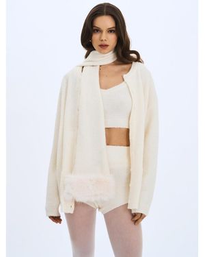 Miss Circle Selma Wool-blend Ribbed Knit Scarf - White