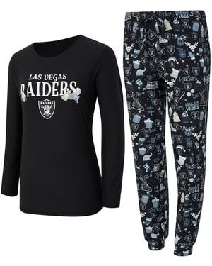 Concepts Sport 2-piece Las Vegas Raiders Chestnut Long Sleeve T-shirt And Pants Sleep Set - Black
