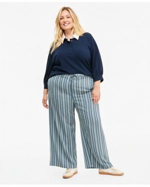 On 34th Trendy Plus Size Twill Wide-leg Pants - Blue