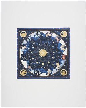 Fable England Zodiac Medium Square Scarf - Blue
