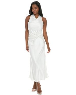 Ivy & Blu Ivy + Blu Cowl Halter Side Twist Midi Dress - White