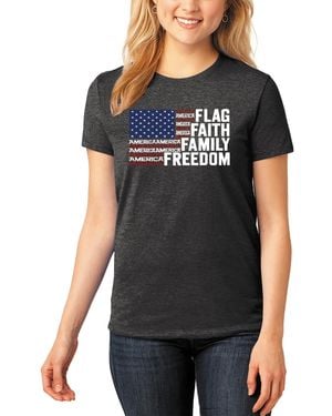 LA Pop Art Premium Blend Faith Flag Word Art T-shirt - Black